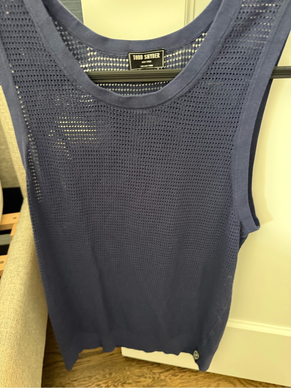 Todd Snyder Navy Openwork Knit Tank